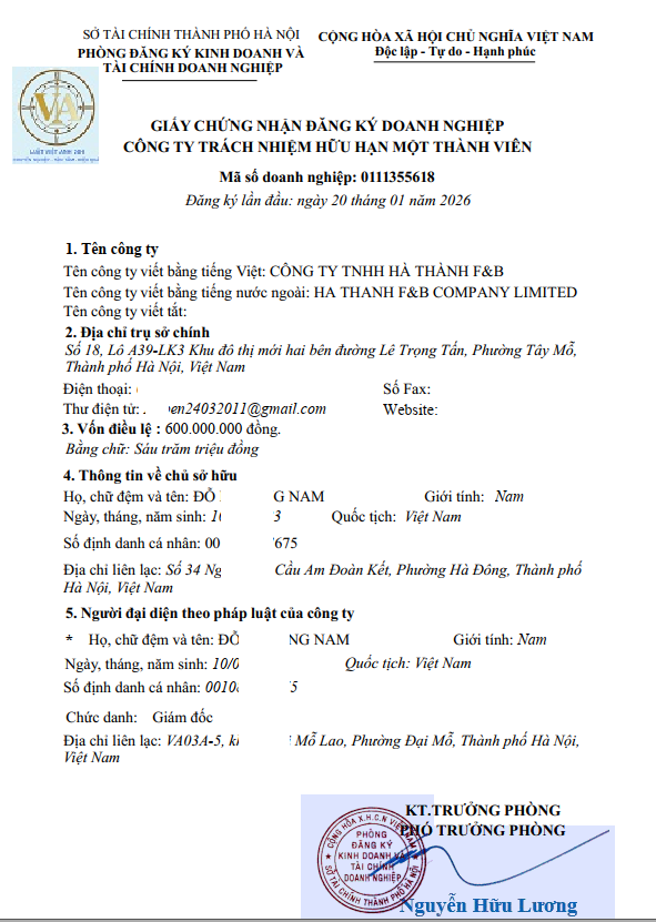 Đăng ký kinh doanh công ty TNHH 1 thành viên